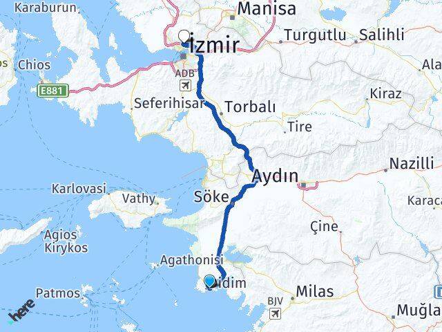 Aydın Didim Altınkum Bayraklı İzmir Arası Kaç Km - Yol Haritası