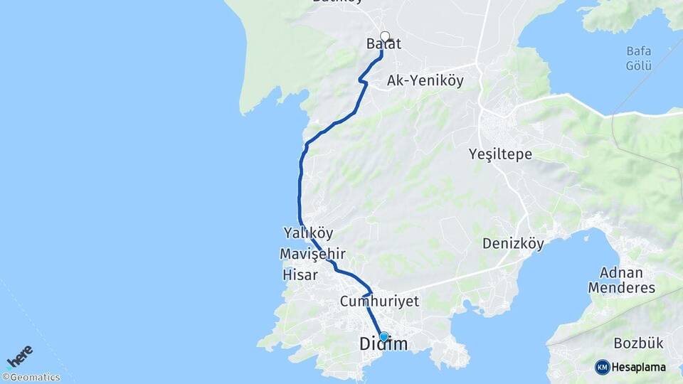 Aydın Didim Balat Didim Arası Kaç Km - Yol Haritası