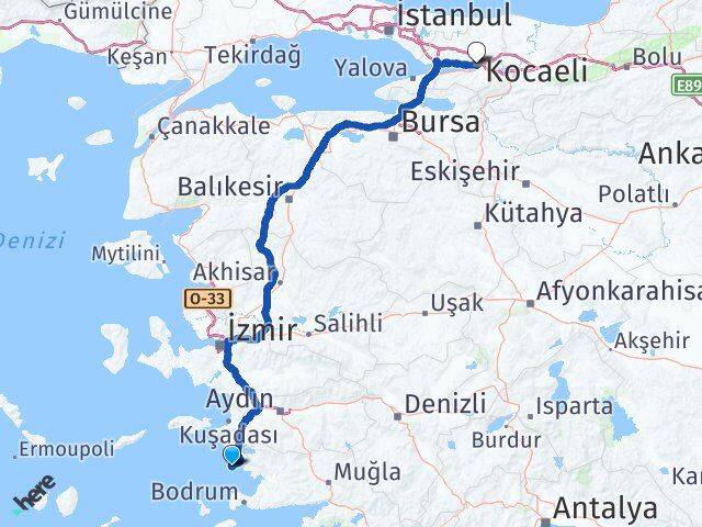 Aydın Didim Kocaeli Arası Kaç Km - Yol Haritası
