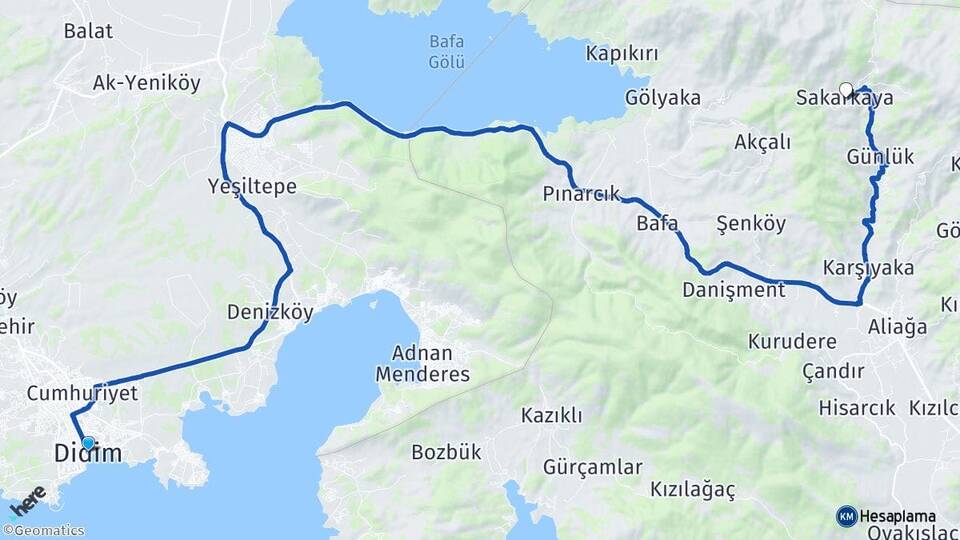 Aydın Didim Sakarkaya Milas Muğla Arası Kaç Km - Yol Haritası