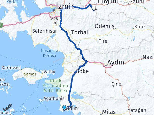 Aydın Didim Yeşilyurt Kemalpaşa İzmir Arası Kaç Km - Yol Haritası