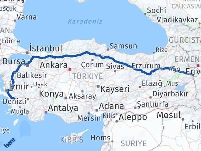 Aydın Doğubayazıt Ağrı Arası Kaç Km - Yol Haritası