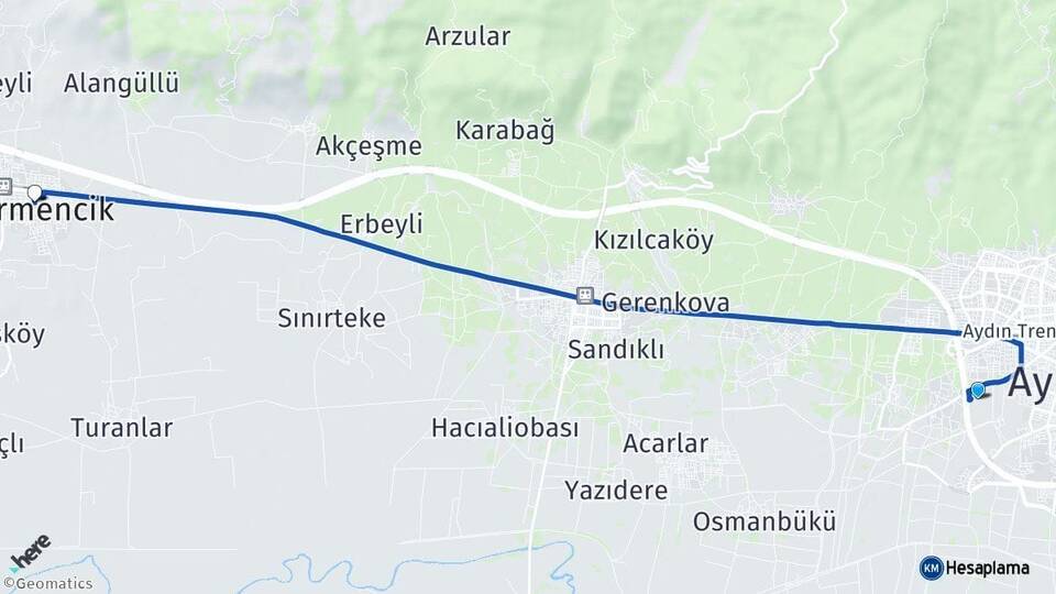 Aydın Efeler Germencik Arası Kaç Km - Yol Haritası