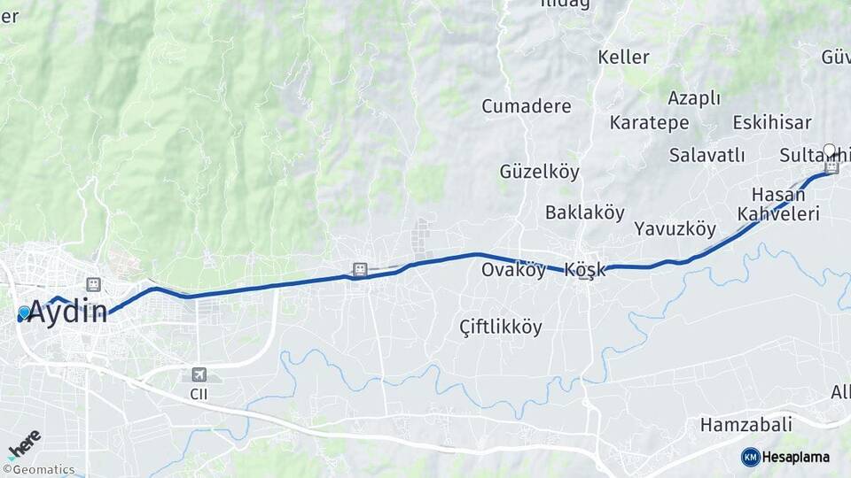 Aydın Efeler Sultanhisar Arası Kaç Km - Yol Haritası