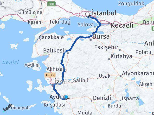 Aydın Esenler İstanbul Arası Kaç Km - Yol Haritası