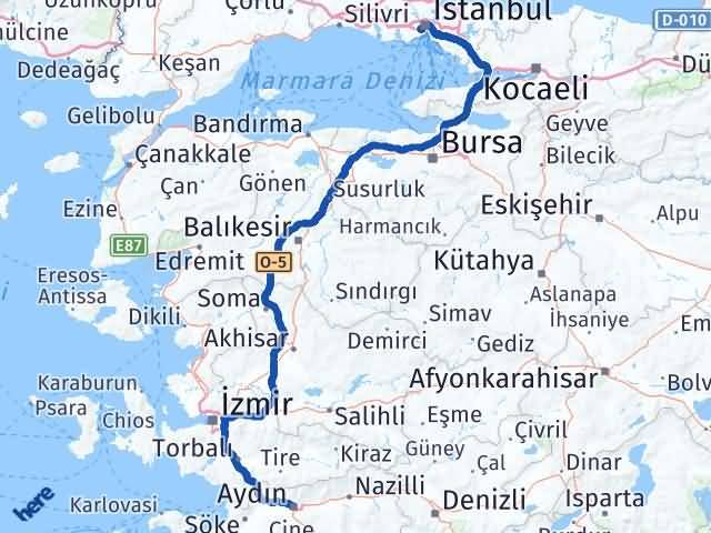 Aydın Eyüpsultan İstanbul Arası Kaç Km - Yol Haritası