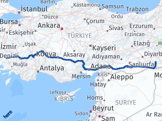 Aydın Gercüş Batman Arası Kaç Km - Yol Haritası
