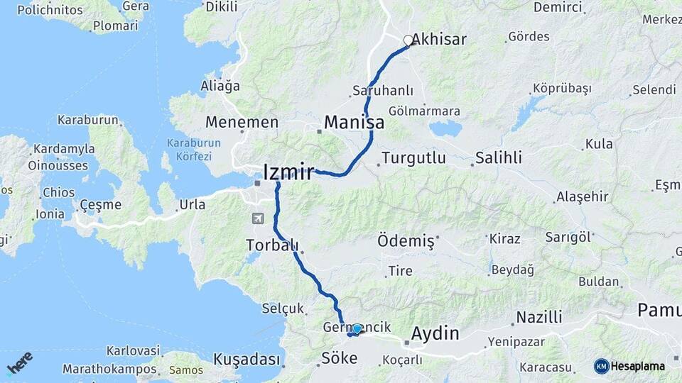 Aydın Germencik Akhisar Manisa Arası Kaç Km - Yol Haritası