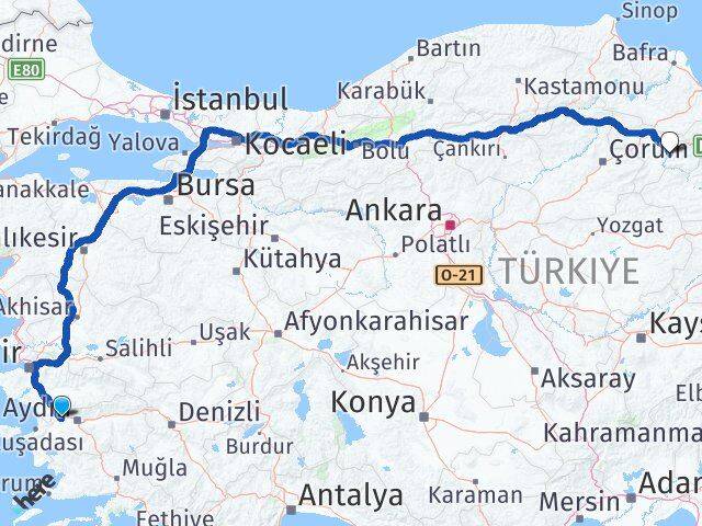 Aydın Germencik Amasya Arası Kaç Km - Yol Haritası