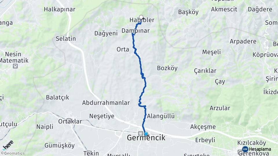 Aydın Germencik Habibler Germencik Arası Kaç Km - Yol Haritası