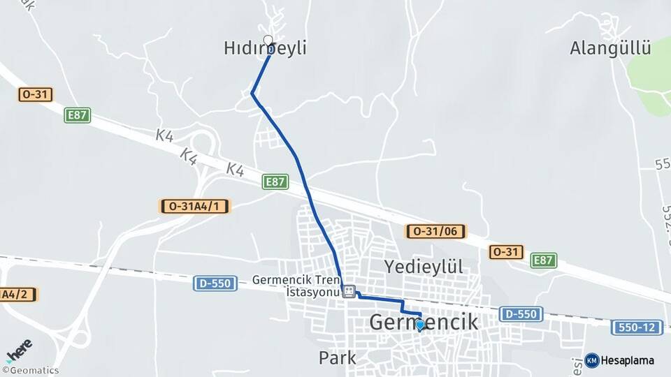 Aydın Germencik Hıdırbeyli Germencik Arası Kaç Km - Yol Haritası