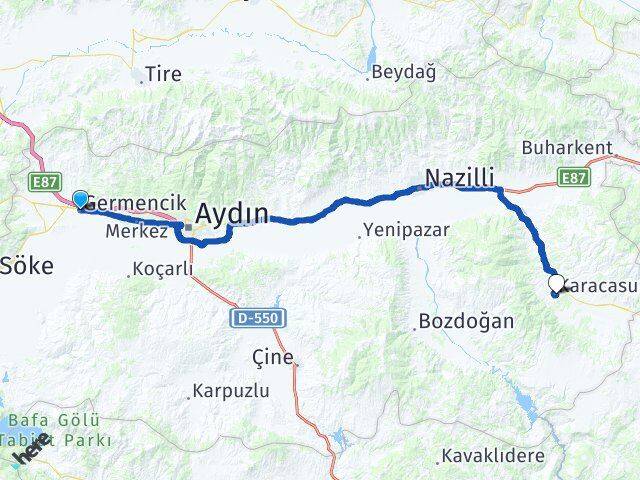 Aydın Germencik Karacasu Arası Kaç Km - Yol Haritası