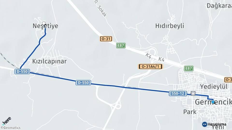 Aydın Germencik Neşetiye Germencik Arası Kaç Km - Yol Haritası