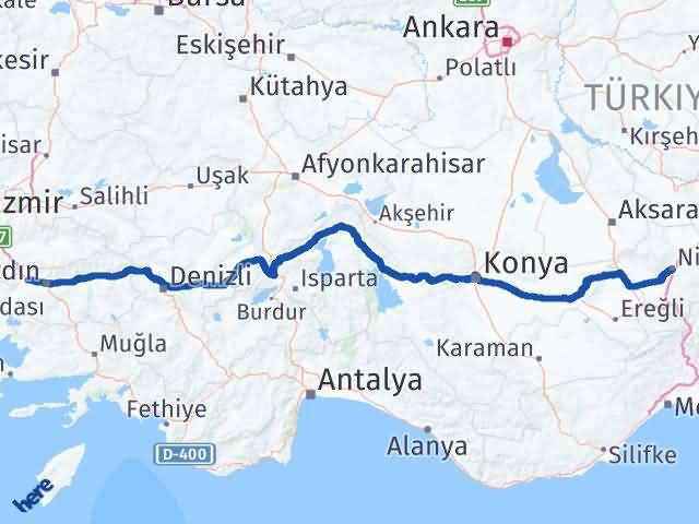 Aydın Germencik Niğde Arası Kaç Km - Yol Haritası