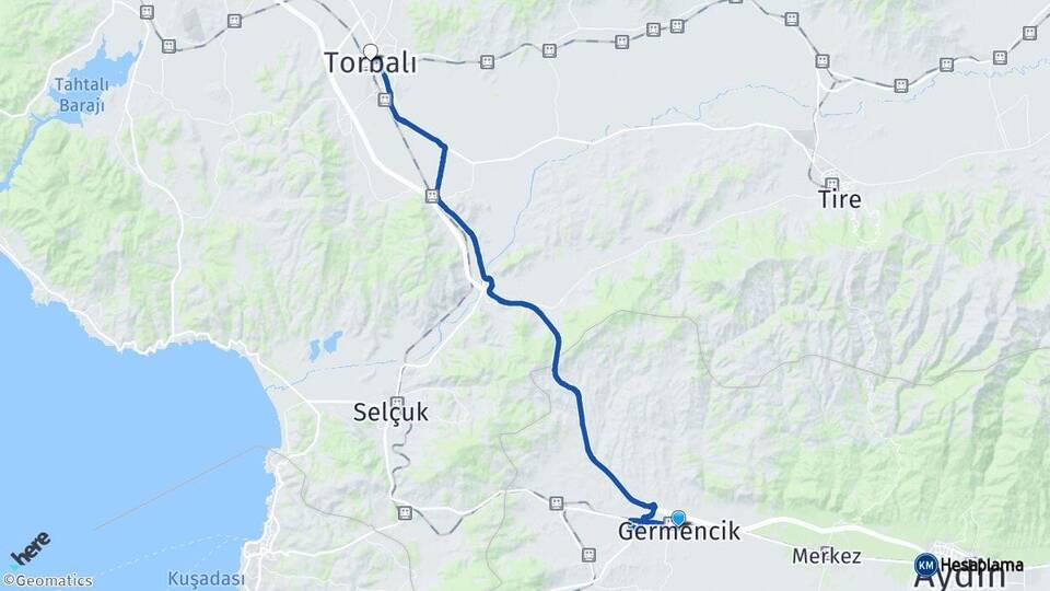 Aydın Germencik Torbalı İzmir Arası Kaç Km - Yol Haritası