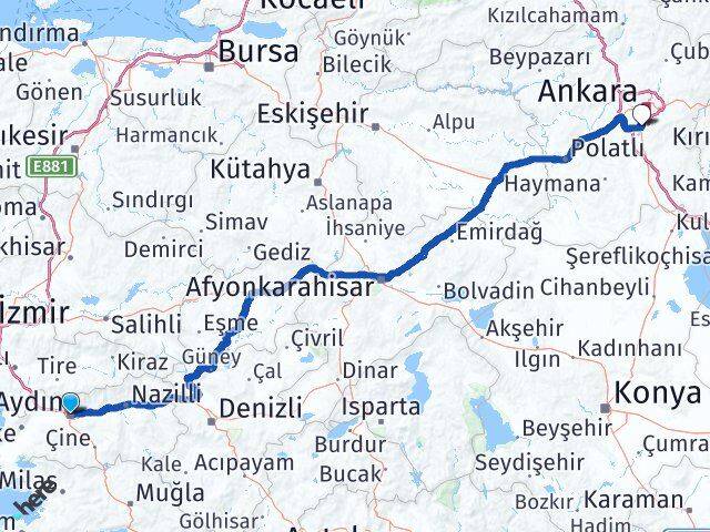 Aydın Gölbaşı Ankara Arası Kaç Km - Yol Haritası