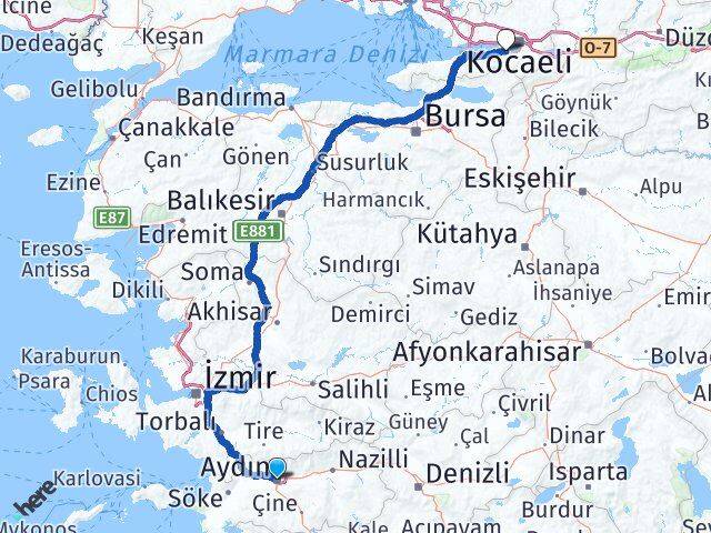 Aydın Gölcük Kocaeli Arası Kaç Km - Yol Haritası
