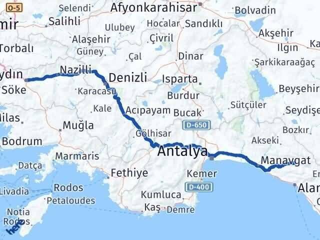 Aydın Gündoğmuş Antalya Arası Kaç Km - Yol Haritası