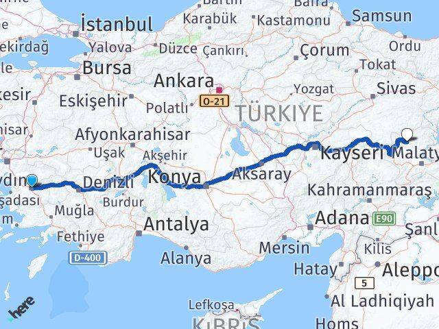 Aydın Hekimhan Malatya Arası Kaç Km - Yol Haritası