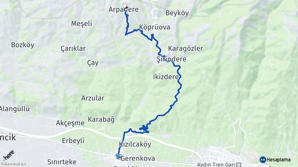 Aydın İncirliova Arpadere İncirliova Arası Kaç Km - Yol Haritası