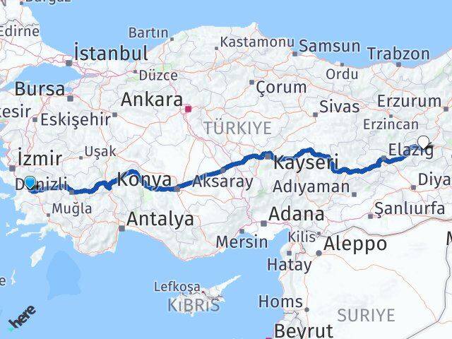 Aydın İncirliova Bingöl Arası Kaç Km - Yol Haritası