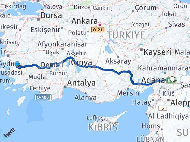 Aydın İncirliova Gaziantep Arası Kaç Km - Yol Haritası