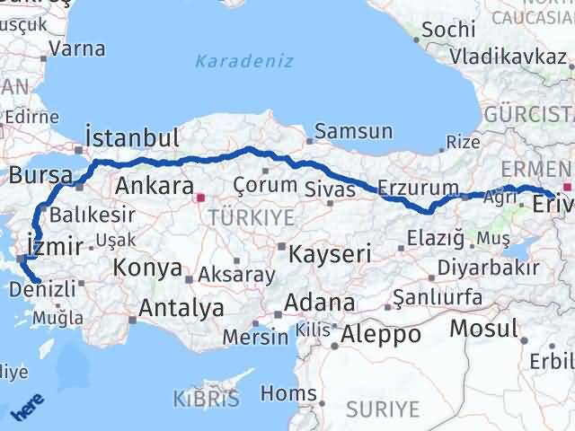 Aydın İncirliova Iğdır Arası Kaç Km - Yol Haritası