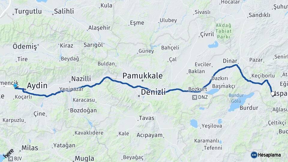 Aydın İncirliova Isparta Arası Kaç Saat? Yol Haritası, Yakıt, Rota ve Mesafe Hesaplama Aydın İncirliova Isparta Arası Kaç Km? Kaç Saat? Yol Haritası