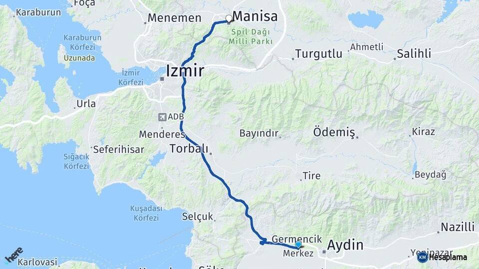 Aydın İncirliova Manisa Arası Kaç Km - Yol Haritası