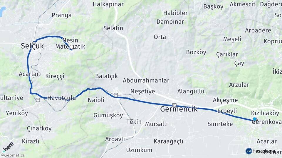 Aydın İncirliova Şirince Selçuk İzmir Arası Kaç Km - Yol Haritası