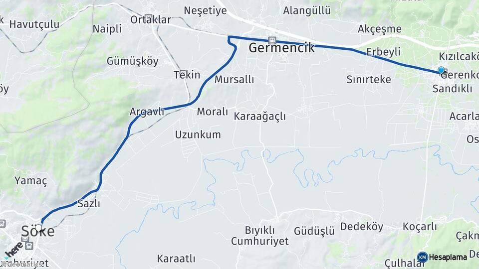 Aydın İncirliova Söke Arası Kaç Km - Yol Haritası