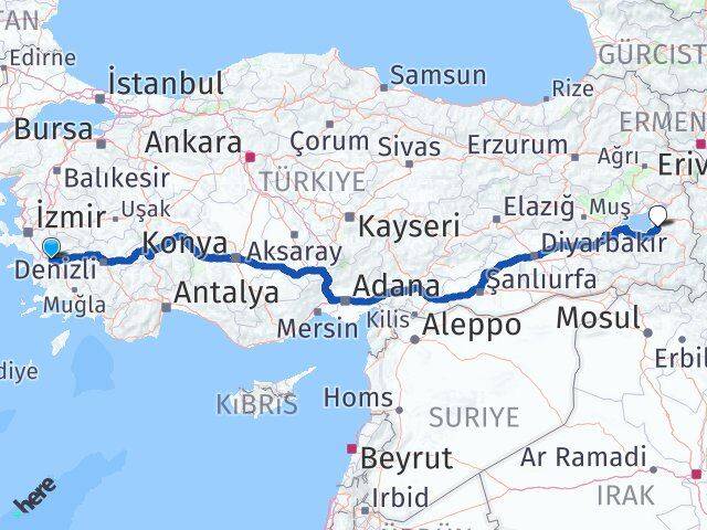 Aydın İncirliova Van Arası Kaç Km - Yol Haritası