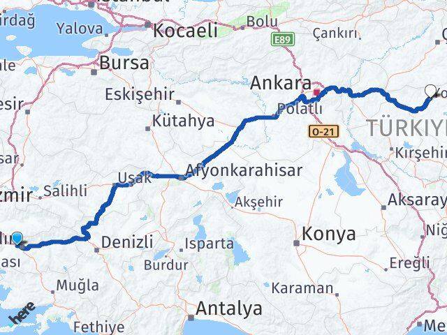 Aydın İncirliova Yozgat Arası Kaç Km - Yol Haritası