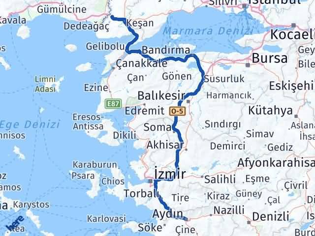 Aydın İpsala Edirne Arası Kaç Km - Yol Haritası