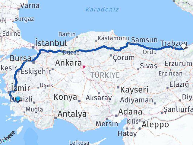 Aydın Kalkandere Rize Arası Kaç Km - Yol Haritası