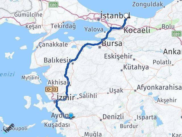 Aydın Kandıra Kocaeli Arası Kaç Km - Yol Haritası