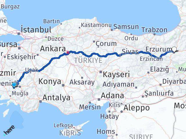 Aydın Karacasu Erzurum Arası Kaç Km - Yol Haritası