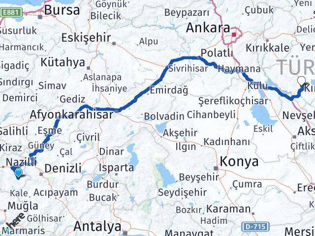 Aydın Karacasu Kırşehir Arası Kaç Km - Yol Haritası