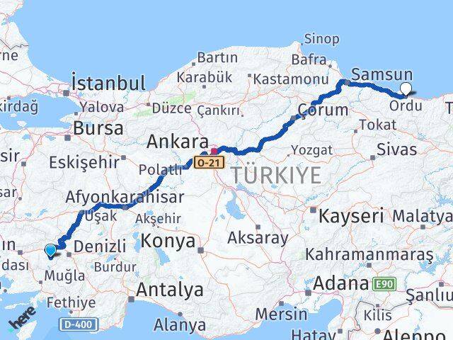 Aydın Karacasu Ordu Arası Kaç Km - Yol Haritası