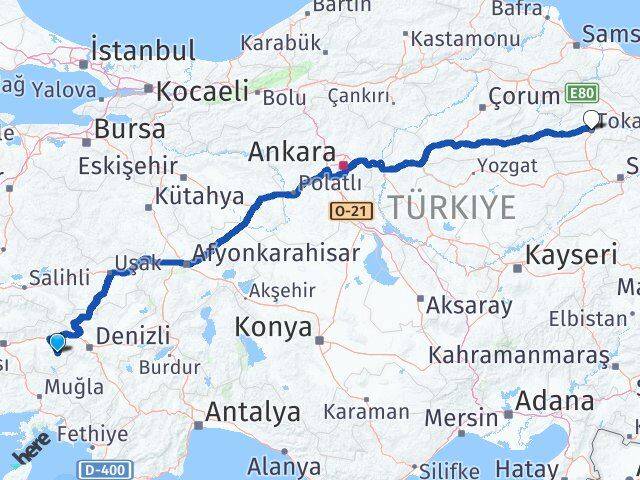 Aydın Karacasu Tokat Arası Kaç Km - Yol Haritası