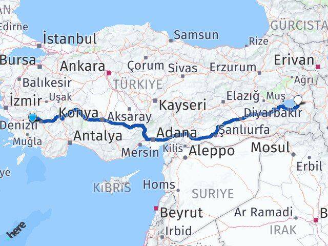 Aydın Karacasu Van Arası Kaç Km - Yol Haritası