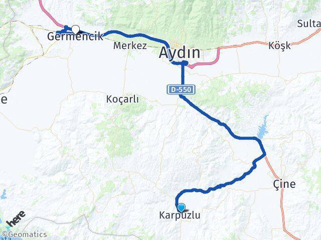 Aydın Karpuzlu Germencik Arası Kaç Km - Yol Haritası