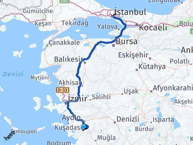 Aydın Karpuzlu İstanbul Arası Kaç Km - Yol Haritası