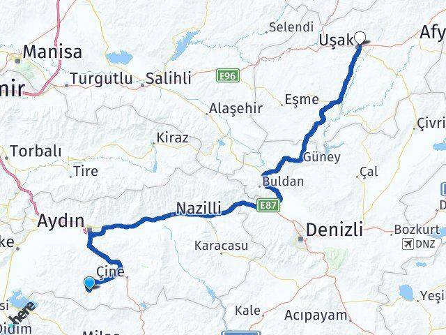 Aydın Karpuzlu Uşak Arası Kaç Km - Yol Haritası