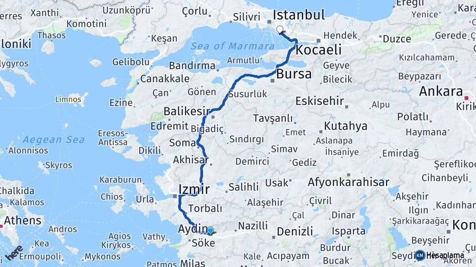 Aydın Kartal İstanbul Arası Kaç Km - Yol Haritası