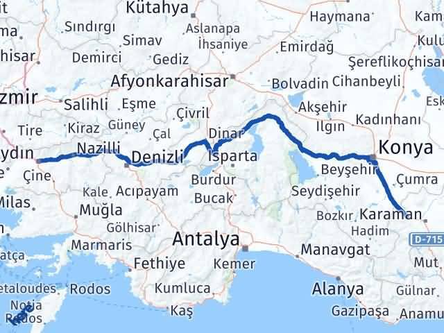 Aydın Kazımkarabekir Karaman Arası Kaç Km - Yol Haritası