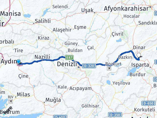 Aydın Keçiborlu Isparta Arası Kaç Km - Yol Haritası