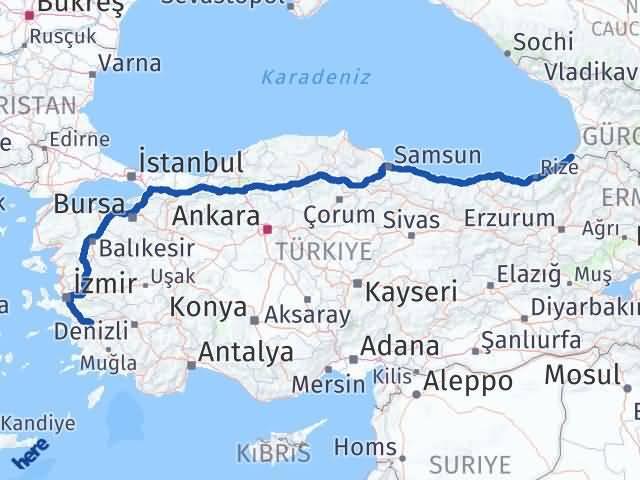 Aydın Kemalpaşa Artvin Arası Kaç Km - Yol Haritası