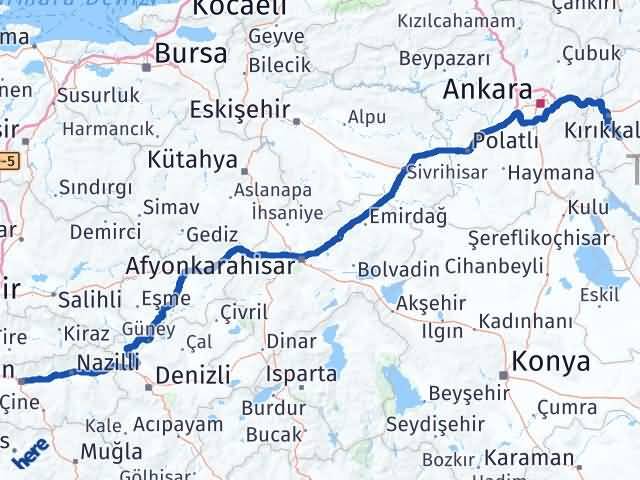 Aydın Keskin Kırıkkale Arası Kaç Km - Yol Haritası