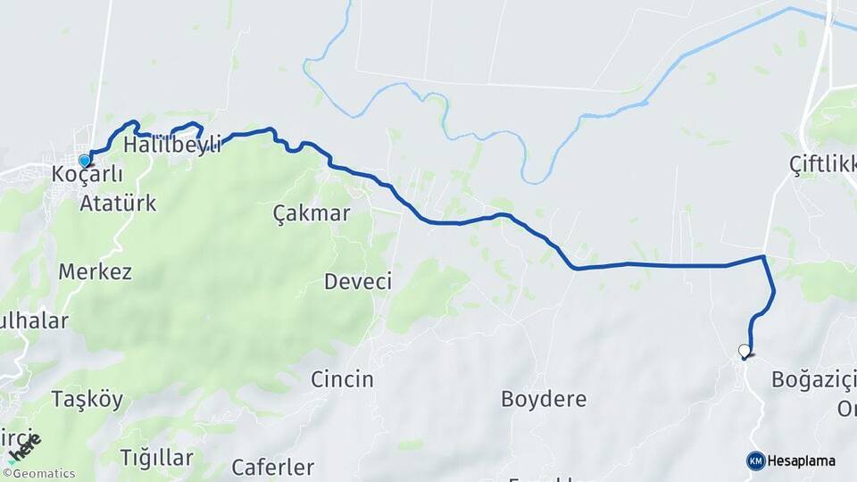 Aydın Koçarlı Çakırbeyli Koçarlı Arası Kaç Km - Yol Haritası